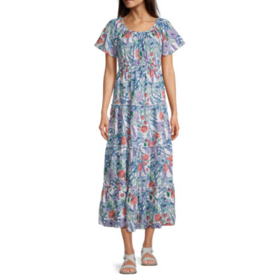 Short Sleeve Floral Maxi Dress - JCPenney